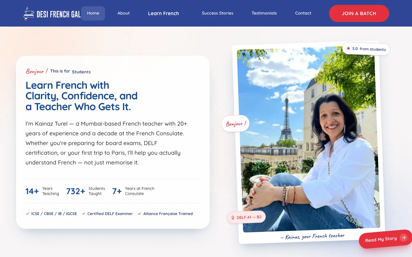 Desi French Gal website screenshot